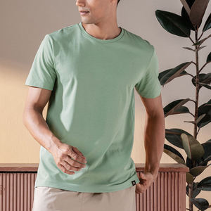 Men's <b>Mint</b> <b>Green</b> O-Neck Short Sleeve Cotton T-Shirt Regular Fit Solid Color Casual Knitted Jersey <b>Top</b> - Product Image 5