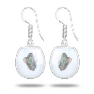 Boucles d'oreilles pendantes élégantes en pierres précieuses, bijoux faits à la main en agate mousse solaire naturelle, laiton plaqué argent, cadeau pour femme, idéal pour les fêtes - Product Image 2