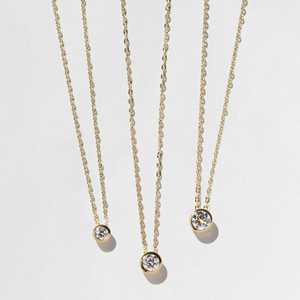 Factory Price 14K Solid Gold 1 Carat Lab Grown Diamond Pendant <b>Necklace</b> IGI Certified Bezel Set Round Cut Jewelry Manufacturer - Product Image 2