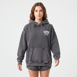 Sudadera con Capucha de Forro Polar para Mujer, Estampado Gráfico Personalizado, Gris Desgastado, Sudadera de Invierno Informal de Algodón con Bolsillos - Product Image 3