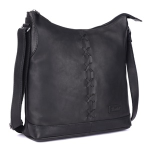 Nouveauté Sac à bandoulière en cuir véritable avec fermeture à glissière, doublure à carreaux, unisexe, pour usage quotidien, sac à main classique - Product Image 5