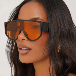 Wholesale <b>Plastic</b> Lunettes De Soleil Oversized One Piece Lens Fashion Sun <b>Glasses</b> Vintage Retro Women Men Shades Sunglasses 2025 - Product Image 1