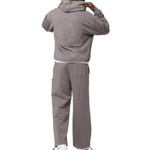 Ensemble de sweat-shirts à capuche vert menthe pour homme, en coton molletonné, coupe ample, décontracté, pour l'automne, couleur unie, avec poche - Product Image 4