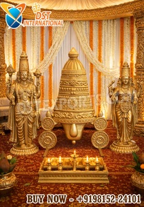 Estatua de Tirupati Balaji Lakshmi para Decoración de Bodas, Estatuas de FRP del Señor Venkateswara y Padmavathi, Decoración para Mandap de Bodas del Sur de la India - Product Image 2