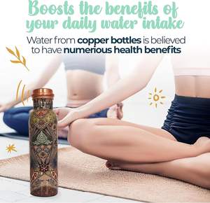 Botella de Agua de Cobre Martillado de 34 oz, Ecológica, con Tapa Antiderrames y Agarre Manual, Multicolor, para Yoga, Gimnasio, Oficina, Hogar y Viajes - Product Image 5
