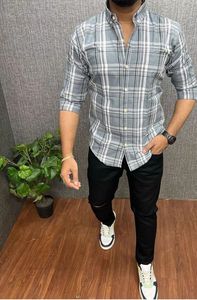Chemise habillée décontractée à manches longues pour homme, en lin rayé, à col pointu, avec logo vierge, prix de gros, exportée du Bangladesh - Product Image 6