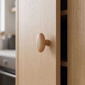 Solid Wood Round <b>Drawer</b> Knob Cabinet Handle <b>Single</b> Hole Furniture Accessory for <b>Wardrobe</b> Kitchen Cabinet - Product Image 1