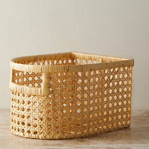 Handmade Natural Wicker Rattan Storage Bin Basket Square Shape <b>Open</b> Weave Eco Friendly Storage Basket Wholesale Bulk Supplier - Product Image 1