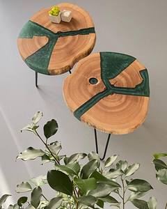 Mesa de Centro de Resina Ecológica Pintada a Mano y Personalizable con Borde Natural de Madera y Diseño de Río - Product Image 3