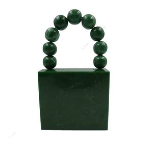 Bolso de mano indio hecho a mano de resina con asa de cuentas, bolso de lujo para fiestas y bodas para mujer - Product Image 1