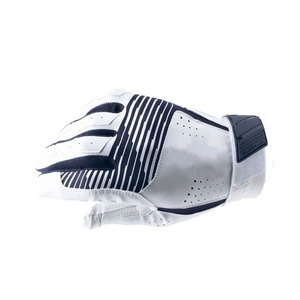 Gants de baseball en cuir respirant à doigts entiers avec fermeture auto-agrippante blanc et bleu marine pour adultes toutes saisons - Product Image 6