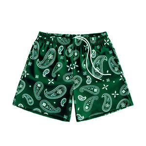 <b>Men's</b> <b>Green</b> Paisley Print Quick Dry <b>Shorts</b> With Drawstring Casual Style <b>Shorts</b> For <b>Man</b> - Product Image 1
