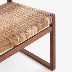 Modern Teak Dining Chair Featuring Curved <b>Backrest</b> and Rattan Seat – Durable Solid Wood Chair for Indoor & Commercial Use - Product Image 5