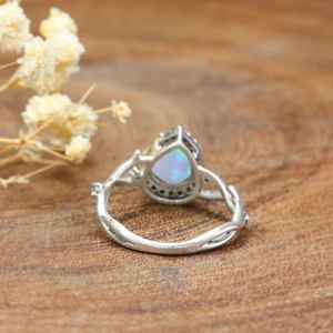 Natural White Fire Ethiopian <b>Opal</b> Rhodium Plated Religious Statement Wedding Engagement <b>Ring</b> for Women - Product Image 3