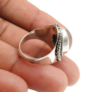 Heart Chakra Oval Shaped Natural Rose Quartz Gemstone <b>Ring</b> <b>Crafted</b> From 925 Sterling Silver Elegant Design Bezel Set Boho <b>Ring</b> - Product Image 4