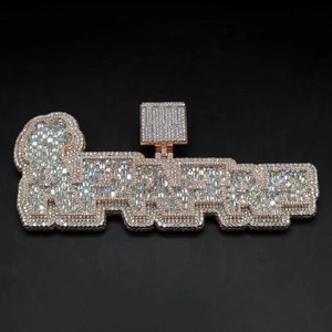 Rapper Fine Jewelry Personalized 925 <b>Silver</b> Hip Hop Letter Iced Out Custom Name <b>Initial</b> Moissanite Diamond Two Tone <b>Pendant</b> - Product Image 3