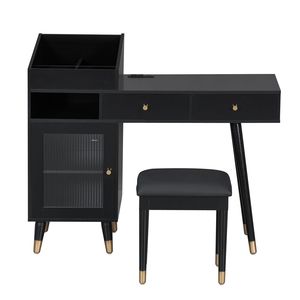 Modern Space-Saving Makeup Vanity <b>Desk</b> with Drawers and Charging Port <b>Small</b> Dressing Table Set for <b>Small</b> Places - Product Image 3