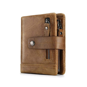 <b>Men's</b> Genuine Leather Slim <b>Wallet</b> With Striped Lining Fold Closure Card Holder Short Length Minimalist Design - Product Image 6