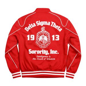 Delta Sigma Theta Red Racing Twill Jacket for Women Comfortable Fit Premium Fabric Greek Sorority Apparel Casual Wear - Product Image 5