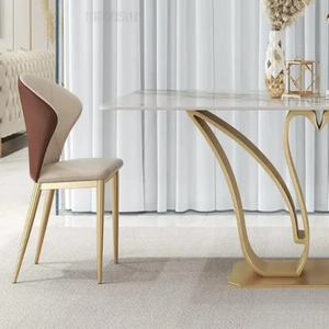 Unique New Design Metal Dining Table With <b>Marble</b> <b>Top</b> Dining Table 6 Seater - Product Image 4