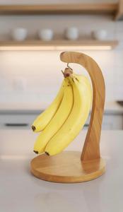 Wooden Banana <b>Hanger</b> <b>Stand</b> Countertop Fruit Holder Kitchen Storage Organizer Natural Wood Banana Rack Home Kitchen Decor - Product Image 3