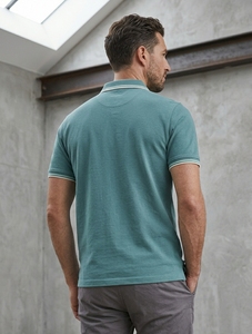 เสื้อโปโลผู้ชาย TESSUTO ผ้าถักเจอร์ซีย์ 100% ผ้าฝ้าย สีน้ำเงิน ลายทางแนวตั้ง แขนสั้น ชุดทำงานลำลองสำหรับธุรกิจ - Product Image 3