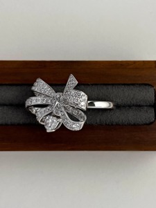 Luxury Pave Lab Grown Diamond Bow <b>Ring</b> 14K White Gold Bowknot Ribbon Cocktail <b>Statement</b> <b>Ring</b> Gift for Her Anniversary - Product Image 2