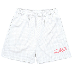 Shorts de basketball pour hommes, écologiques, blanc/noir, en mesh, coupe ajustée, haute qualité, respirants, séchage rapide, logo imprimé sur le devant, décontractés - Product Image 1