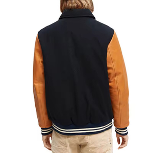 Wholesale Customized Wool Leather High Street Winter Varsity <b>Jacket</b> for Men & Women Blank Front Logo Windproof - Product Image 3