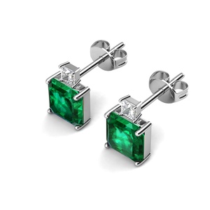 Joyas de plata <span class=keywords><strong>2022</strong></span> para mujer, aretes cuadrados de Esmeralda verde de <span class=keywords><strong>3</strong></span> quilates cultivados en laboratorio, joyería <span class=keywords><strong>Destiny</strong></span>, 925 - Product Image 2