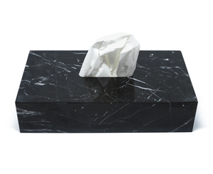 JANNAT EXPORT Modern <b>Black</b> Marble Tissue Box with White Tissue Insert 100% Eco-Friendly Amazing Design Style - Product Image 1