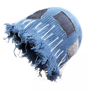 Classic beanie jacquard distressed knitted hat soft stretch fabric <b>winter</b> <b>cap</b> textured pattern casual streetwear unisex style - Product Image 5