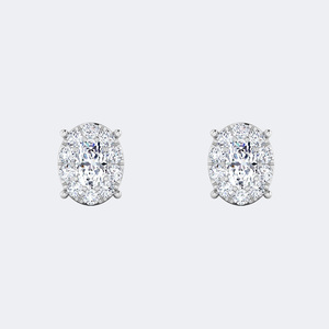 0.95CTW โอวัล ฮาโล พรอง คลัสเตอร์ สตั๊ด - Product Image 5
