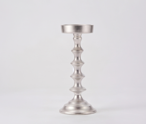 Silver Stacked Node Metal Candle Holder Texture Casting Decor Home <b>Table</b> <b>Centerpieces</b> Wholesale - Product Image 1