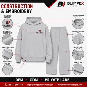 Conjunto de Sudadera con Capucha y Pantalones de Chándal para Hombre, Estampado Personalizado OEM, Transpirable, de Otoño, Oversize, de Corte Holgado, con Apliques de Sarga y Remaches, Estilo Holgado Blimpex - Product Image 4