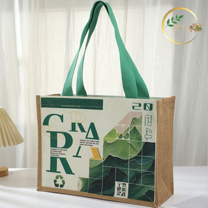 Custom Size Jute Shopping Tote <b>Bag</b> with Screen Printing Service - Product Image 4