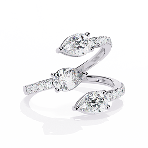 Bague de fiançailles solitaire tendance à double bande avec diamant de laboratoire 0,67 ct, clarté VVS/VS, certifiée IGI, or jaune/blanc/rose 9 carats - Product Image 4