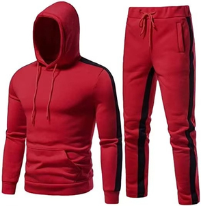 High Quality Winter Casual Fleece Sweatshirts and Sweatpants Tracksuits Set Custom Tracksuit <b>Men</b> Regular 2 in 1 Solid Printed - Product Image 1