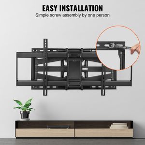 Supporto TV Articolato a 4 Punti di Movimento, Girevole e Inclinabile, Regolazione Orizzontale, Staffa da Parete per TV da 37-90 Pollici, Compatibile con la Maggior Parte dei Televisori - Product Image 5