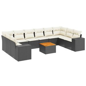 Elegante Conjunto de Sofás de Jardín de Ratán Sintético Negro Grande, Muebles de Jardín para Exteriores - Product Image 2