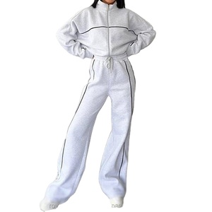 ชุดกีฬาของผู้หญิงสำหรับฤดูใบไม้ผลิและฤดูใบไม้ร่วงใหม่2025เซ็ตกีฬาที่มีฮู้ดครึ่งคอสูงมีซิปกางเกงแฟชั่นที่เป็นของแข็ง - Product Image 3