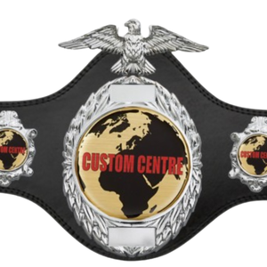 Ceinture de champion personnalisée avec emblème Aigle Argenté et Globe, ceinture de titre en cuir noir de qualité supérieure pour le sport - Product Image 3