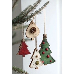 Handmade High Quality <b>Wooden</b> <b>Christmas</b> Hanging Ornaments Laser Cut Snowflake Heart Star <b>Tree</b> Bell Angel Circle Modern Design - Product Image 5