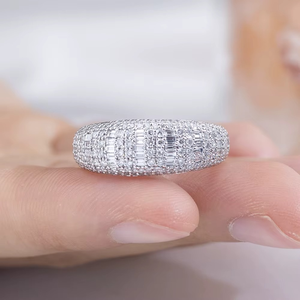 CONCEPTION 925 <b>Silver</b> 14k Gold Baguette Round Lab Grown Diamond Band <b>Men</b> Women Jewelry <b>Ring</b> Engagement <b>Ring</b> - Product Image 1