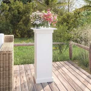 Soporte para Flores de Madera de Pino Sólido Blanco con Incrustaciones Decorativas Medianas, Macetas y Jardineras Medianas - Product Image 1