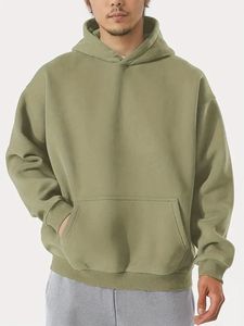 Sweat-shirts à capuche pour hommes de bonne qualité, doublés en polaire, chauds, coupe classique, décontractés, grandes tailles, couleur unie, hiver, de BD - Product Image 2