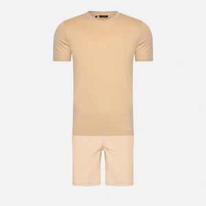 2026 hot selling Men's Premium Mercerized Cotton T Shirt with Shorts 2 Piece Casual Streetwear <b>Set</b> Custom Logo Wholesale - Product Image 6