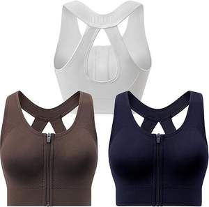 Sujetador deportivo de alto impacto a prueba de golpes con cremallera frontal, talla grande, para mujer, chaleco de fitness y yoga con espalda de malla transpirable y almohadillas extraíbles - Product Image 3
