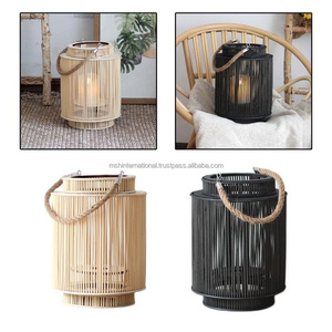 Candelabro de vidrio de Metal con mango de yute, faroles decorativos para el hogar y el jardín - Product Image 2