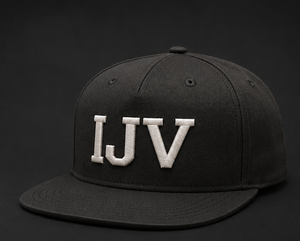 Wholesale Custom Solid Black 5 Panel Structured Snapback <b>Hat</b> High Profile <b>Flat</b> Brim Baseball Cap Letter Embroidered - Product Image 1